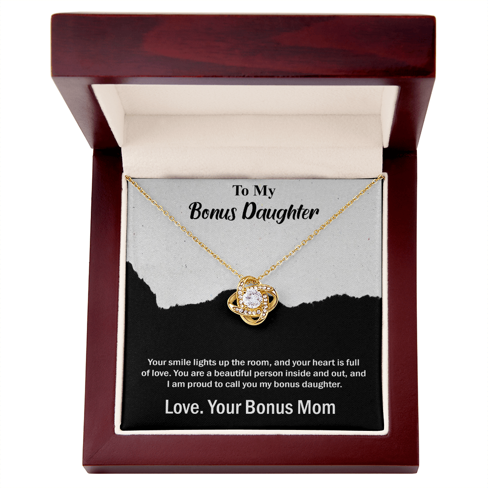 Best Gift For Bonus Daughter, Love Knot Necklace Gift For Bonus Daughter