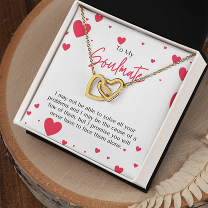 Soulmate Interlocking Hearts Necklace – Double Heart CZ Pendant – Romantic Jewelry Gift – Love Message Card – Valentine's Day, Anniversary, Birthday