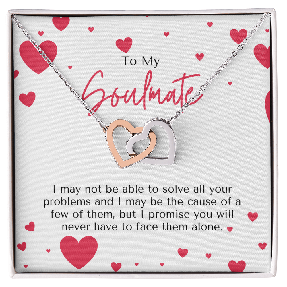 Soulmate Interlocking Hearts Necklace – Double Heart CZ Pendant – Romantic Jewelry Gift – Love Message Card – Valentine's Day, Anniversary, Birthday