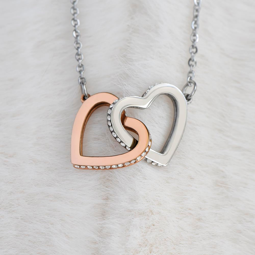 To My Soulmate Interlocking Hearts Necklace – Double Heart CZ Pendant – ‘Forever and Always' Love Message – Romantic Anniversary, Birthday & Valentine's Day Gift