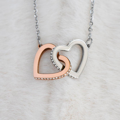 To My Soulmate Interlocking Hearts Necklace – Double Heart CZ Pendant – ‘Forever and Always' Love Message – Romantic Anniversary, Birthday & Valentine's Day Gift