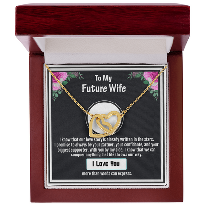 To My Future Wife –Interlocking Hearts Necklace- Emotional Love Note Jewelry Message Card – A Beautiful Gift from Husband-to-Be with Words of Forever Commitment