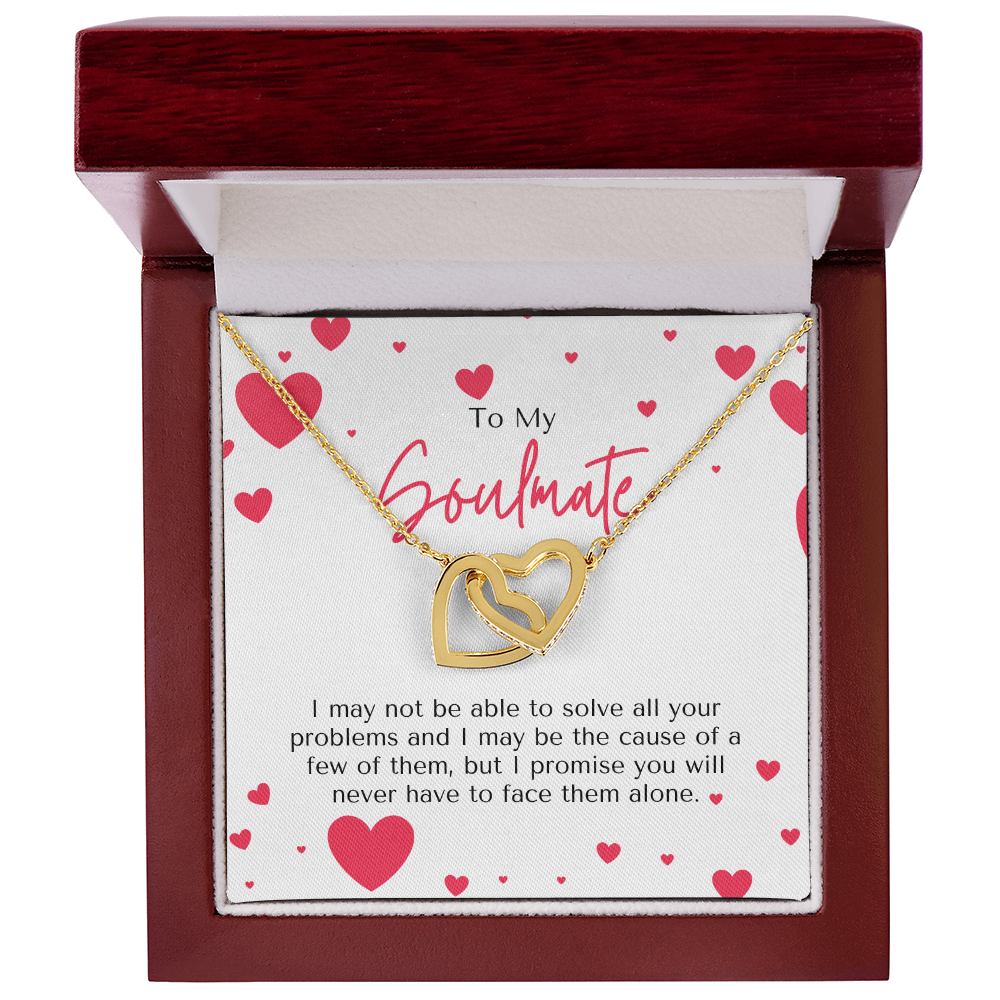 Soulmate Interlocking Hearts Necklace – Double Heart CZ Pendant – Romantic Jewelry Gift – Love Message Card – Valentine's Day, Anniversary, Birthday