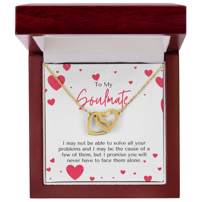 Soulmate Interlocking Hearts Necklace – Double Heart CZ Pendant – Romantic Jewelry Gift – Love Message Card – Valentine's Day, Anniversary, Birthday