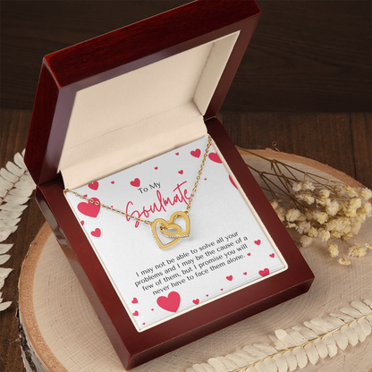 Soulmate Interlocking Hearts Necklace – Double Heart CZ Pendant – Romantic Jewelry Gift – Love Message Card – Valentine's Day, Anniversary, Birthday