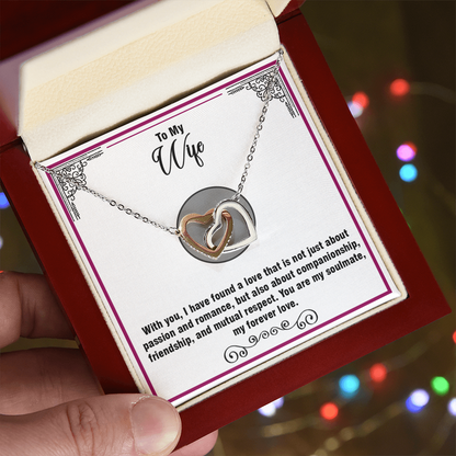 To My Wife – Interlocking Hearts Necklace- Emotional Gift from Husband with a Loving Message About Partnership and Devotion – A Beautiful Expression of Love for Any Occasion