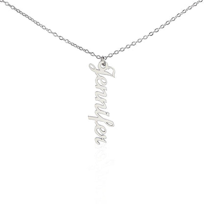 Personalized Vertical Name Necklace – Custom Script Name Pendant Gift for Her