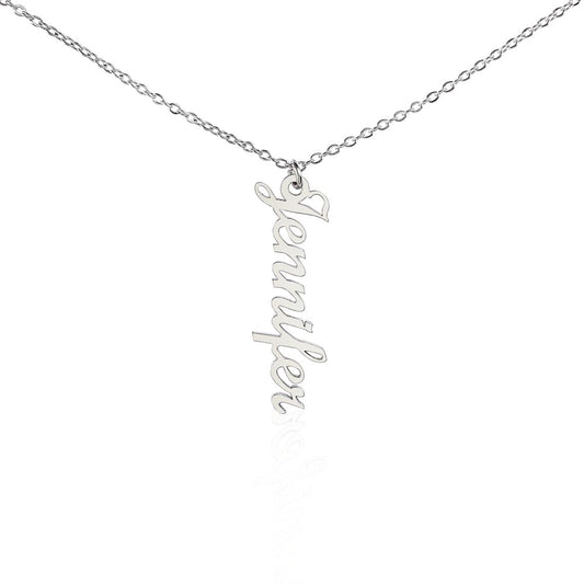 Personalized Vertical Name Necklace – Custom Script Name Pendant Gift for Her
