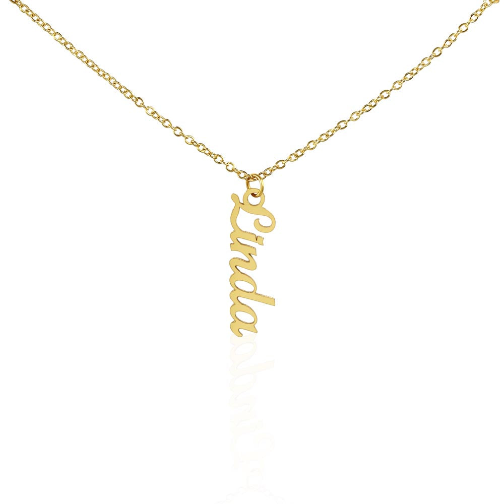 Personalized Vertical Name Necklace – Custom Script Name Pendant Gift for Her