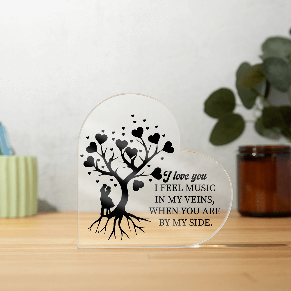 Music in My Veins Acrylic Heart Block – Romantic Love Keepsake