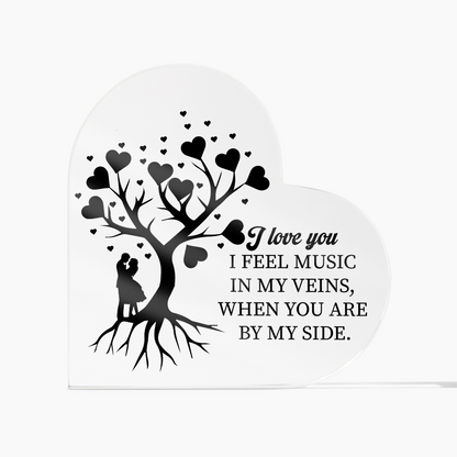 Music in My Veins Acrylic Heart Block – Romantic Love Keepsake