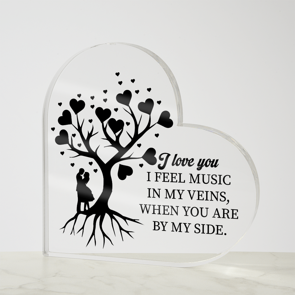Music in My Veins Acrylic Heart Block – Romantic Love Keepsake