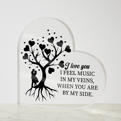 Music in My Veins Acrylic Heart Block – Romantic Love Keepsake