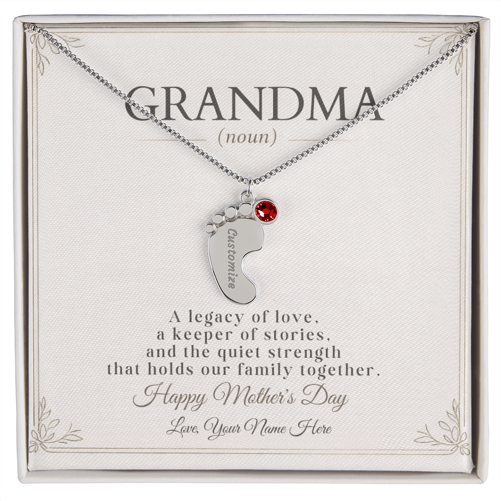 Personalized Grandma Birthstone Necklace – Custom Nana Mimi Gigi Gift for Mother's Day