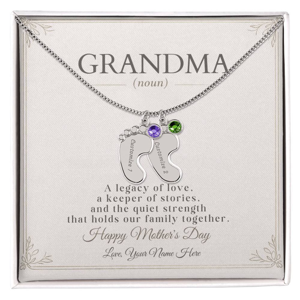 Personalized Grandma Birthstone Necklace – Custom Nana Mimi Gigi Gift for Mother's Day