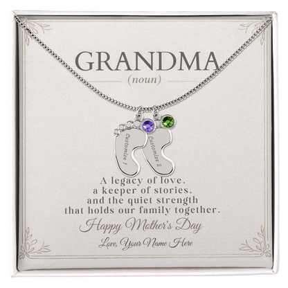 Personalized Grandma Birthstone Necklace – Custom Nana Mimi Gigi Gift for Mother's Day