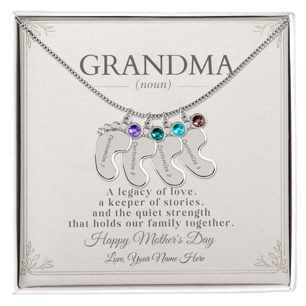 Personalized Grandma Birthstone Necklace – Custom Nana Mimi Gigi Gift for Mother's Day