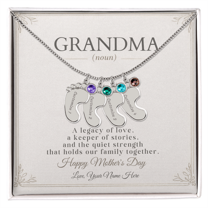 Personalized Grandma Birthstone Necklace – Custom Nana Mimi Gigi Gift for Mother's Day