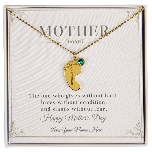 Personalized Baby Feet Birthstone Necklace – Custom Mother's Day Gift for Mom