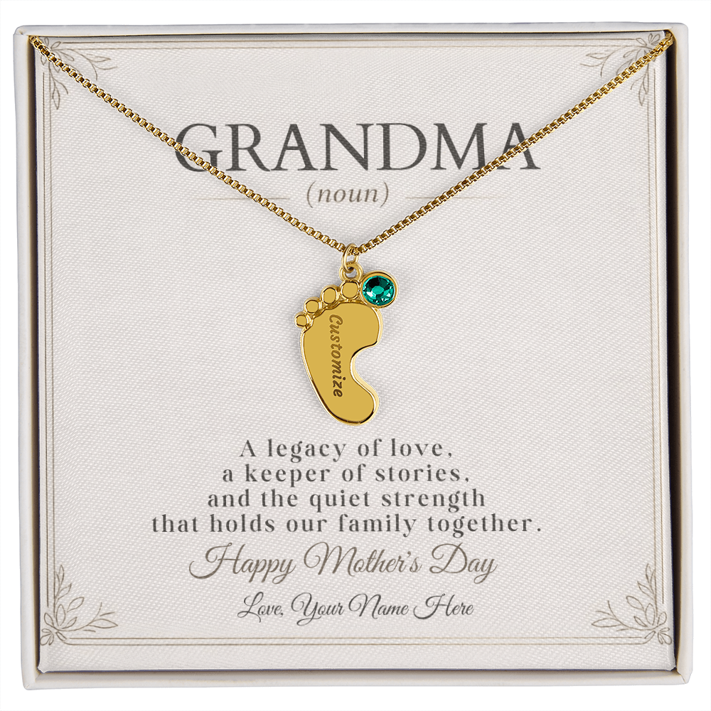 Personalized Grandma Birthstone Necklace – Custom Nana Mimi Gigi Gift for Mother's Day