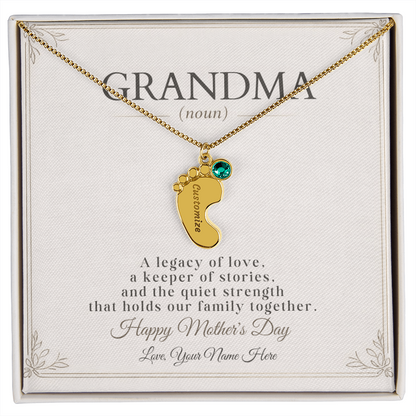 Personalized Grandma Birthstone Necklace – Custom Nana Mimi Gigi Gift for Mother's Day