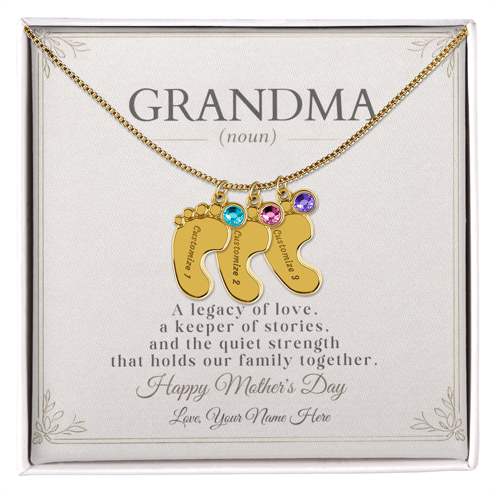 Personalized Grandma Birthstone Necklace – Custom Nana Mimi Gigi Gift for Mother's Day