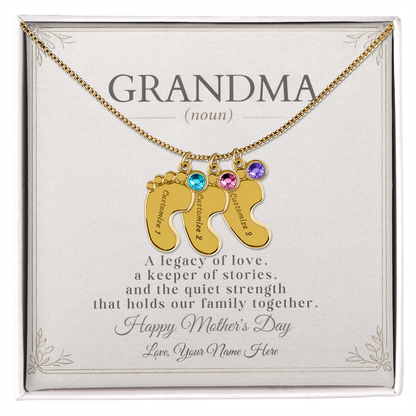 Personalized Grandma Birthstone Necklace – Custom Nana Mimi Gigi Gift for Mother's Day