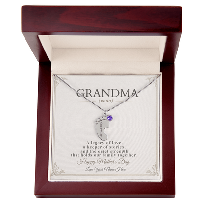 Personalized Grandma Birthstone Necklace – Custom Nana Mimi Gigi Gift for Mother's Day