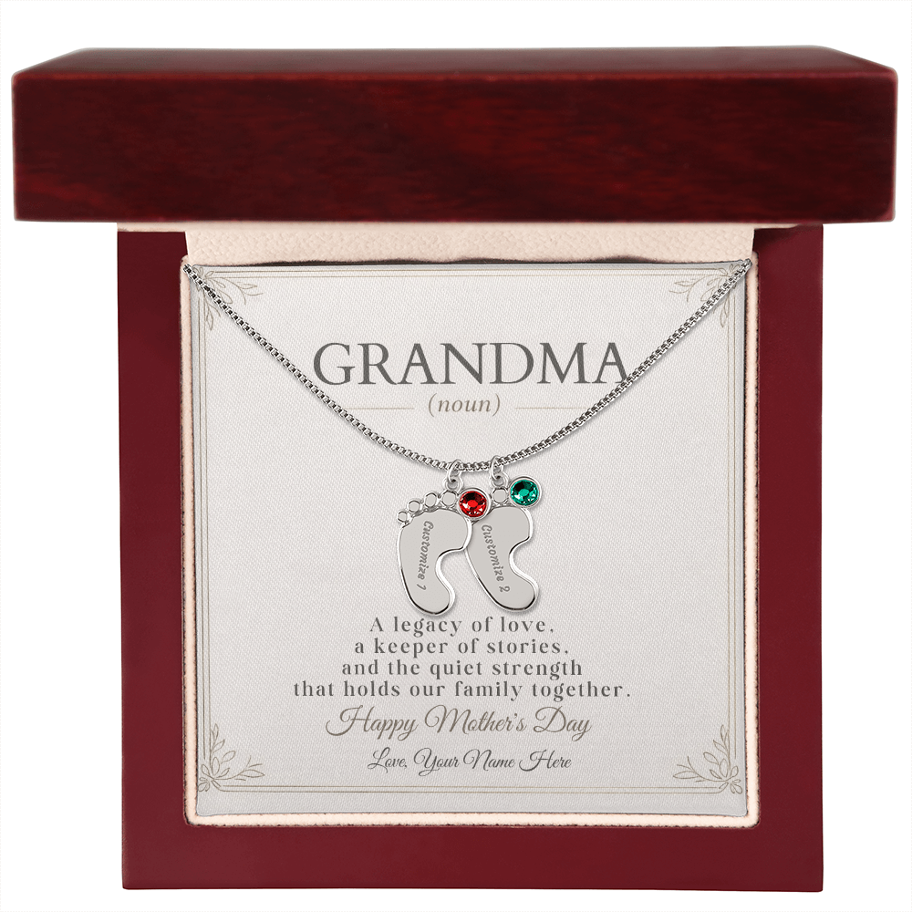 Personalized Grandma Birthstone Necklace – Custom Nana Mimi Gigi Gift for Mother's Day