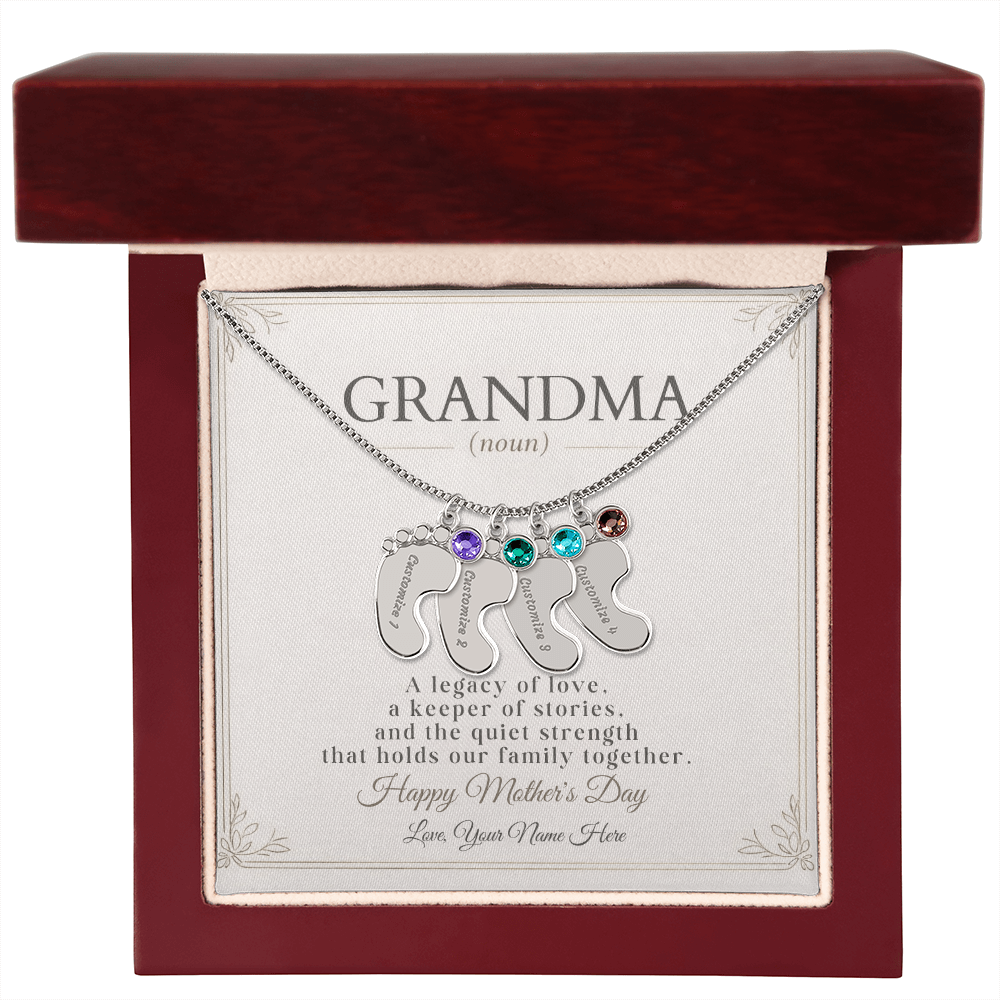 Personalized Grandma Birthstone Necklace – Custom Nana Mimi Gigi Gift for Mother's Day