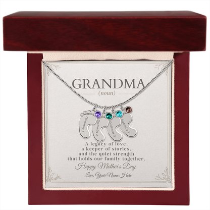 Personalized Grandma Birthstone Necklace – Custom Nana Mimi Gigi Gift for Mother's Day