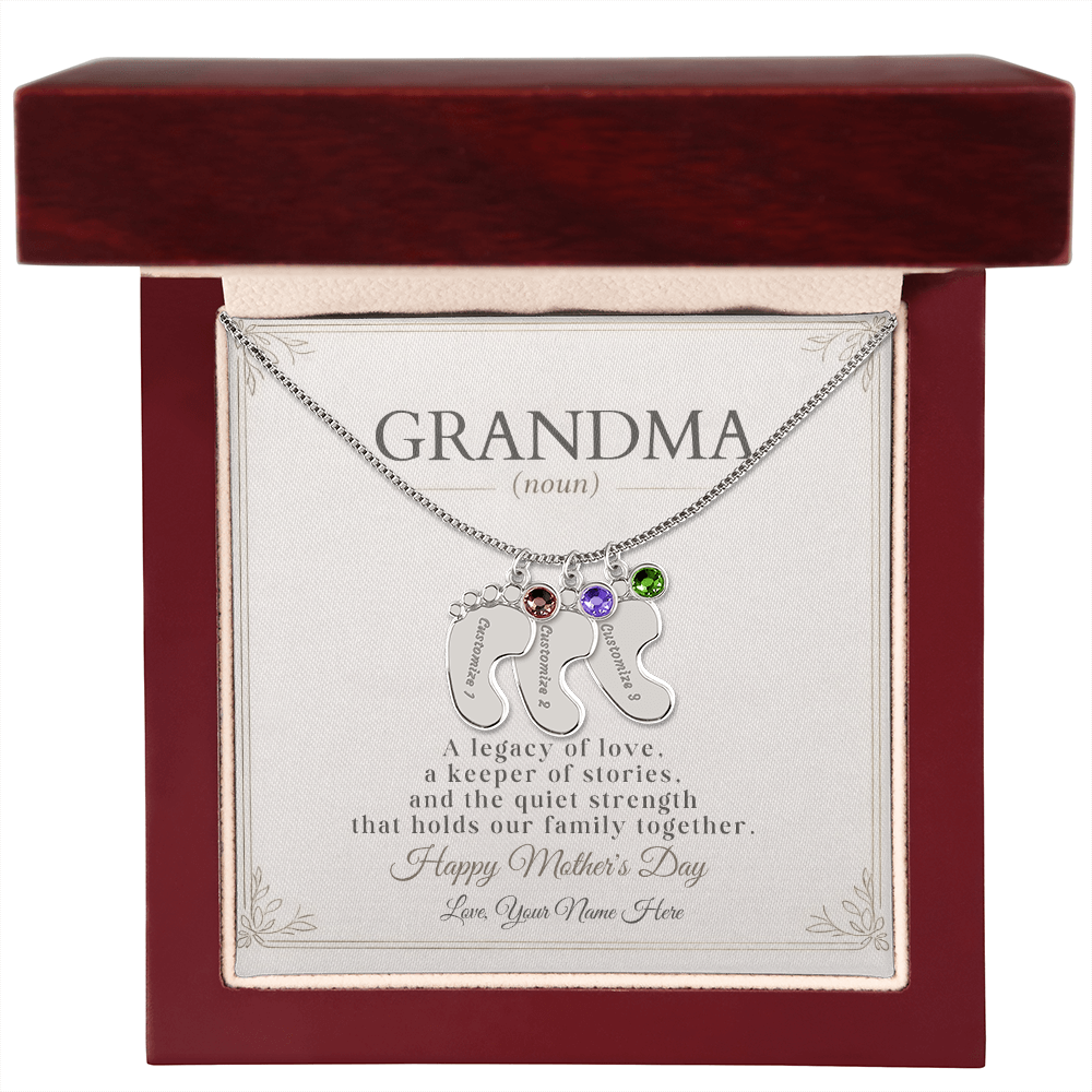 Personalized Grandma Birthstone Necklace – Custom Nana Mimi Gigi Gift for Mother's Day
