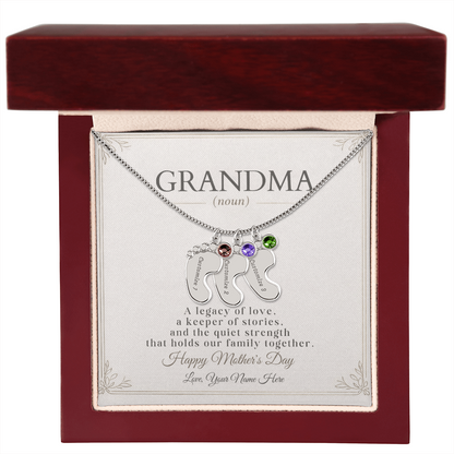 Personalized Grandma Birthstone Necklace – Custom Nana Mimi Gigi Gift for Mother's Day