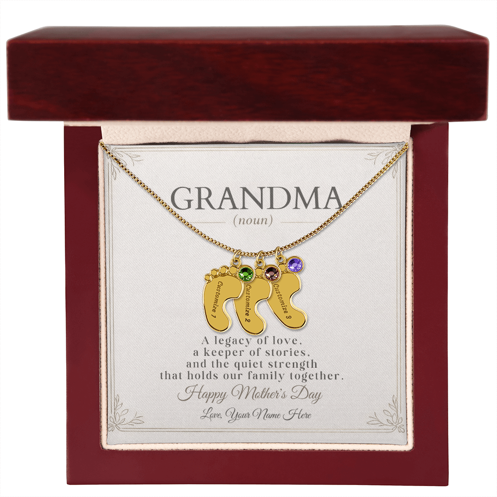 Personalized Grandma Birthstone Necklace – Custom Nana Mimi Gigi Gift for Mother's Day