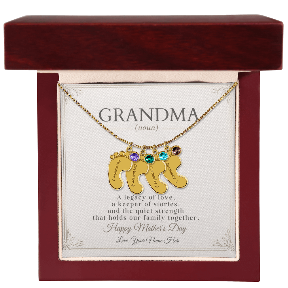 Personalized Grandma Birthstone Necklace – Custom Nana Mimi Gigi Gift for Mother's Day