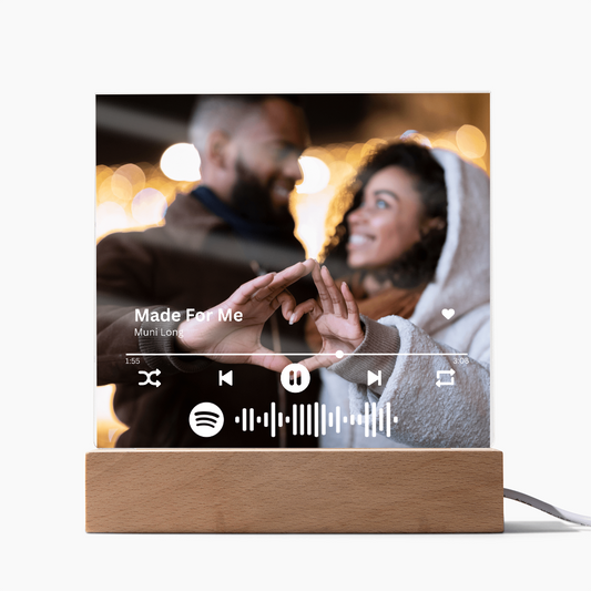 Personalized Song Photo Acrylic Plaque with LED Base – Music-Inspired Keepsake Gift