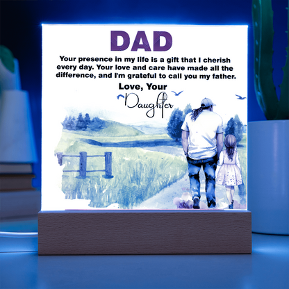 Best Gift For Fathers Day, Square Acrylic Plaque Gift For Fathers Day,  Memorable Gift
