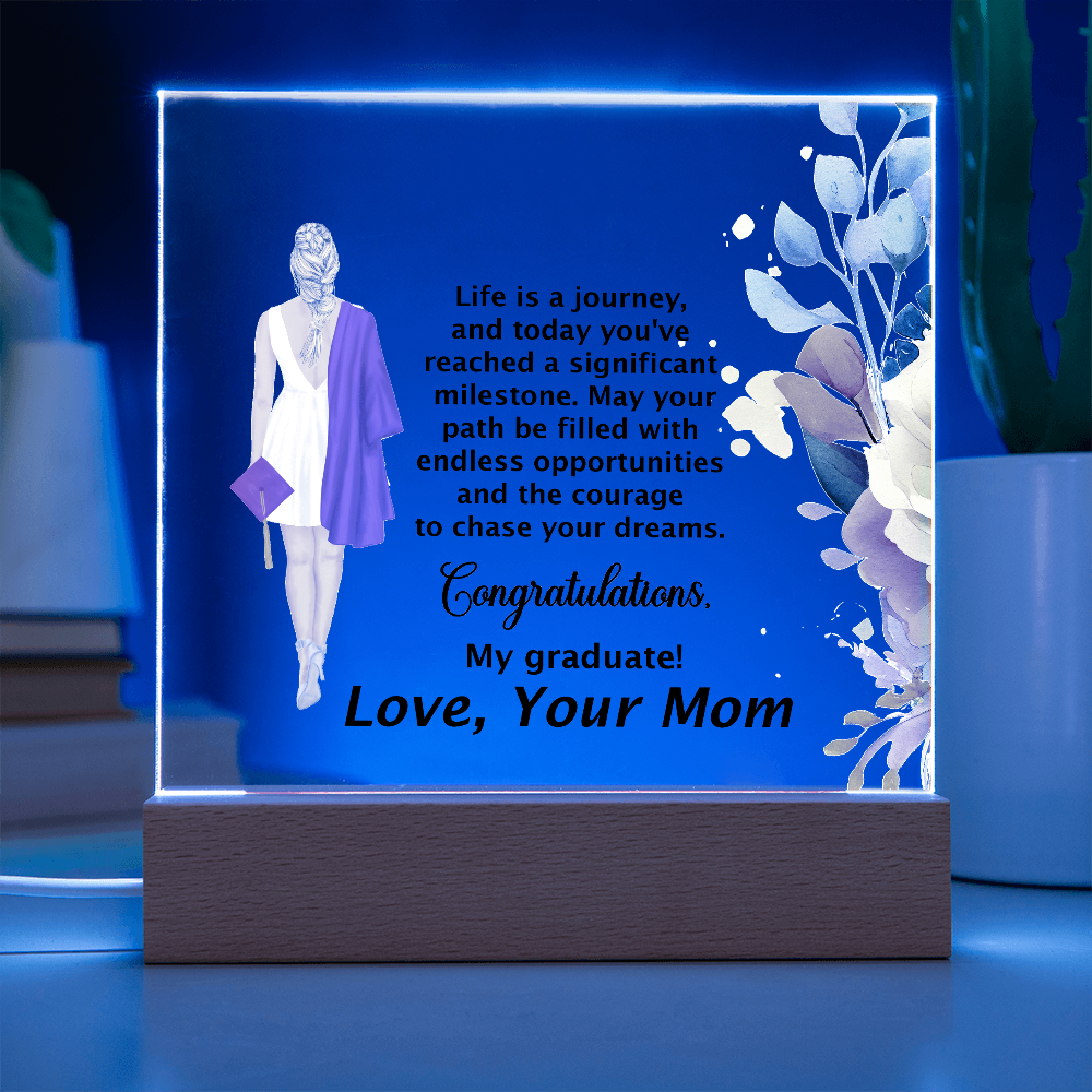 Graduation Day Gift - Beautiful Printed Square Acrylic Plaque to Inspire the Future