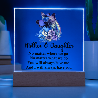 Best Mother And Daughter Gift, Square Acrylic Plaque best Birthday Gift