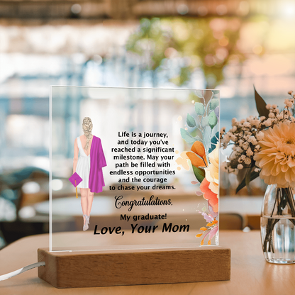 Graduation Day Gift - Beautiful Printed Square Acrylic Plaque to Inspire the Future