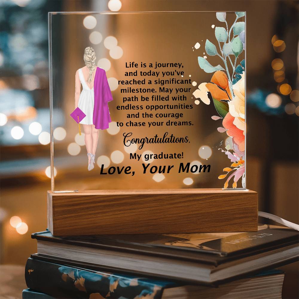 Graduation Day Gift - Beautiful Printed Square Acrylic Plaque to Inspire the Future