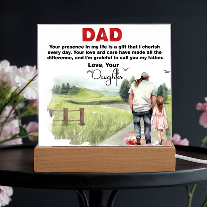 Best Gift For Fathers Day, Square Acrylic Plaque Gift For Fathers Day,  Memorable Gift