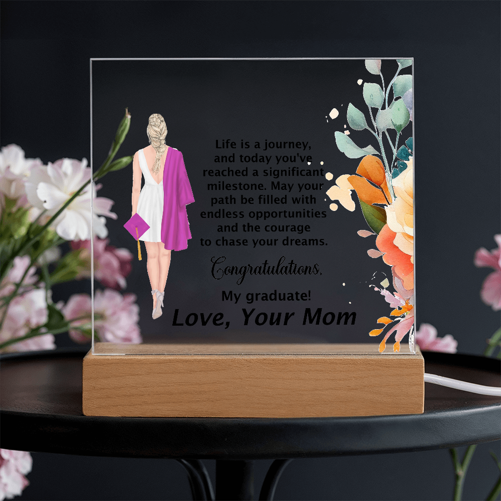 Graduation Day Gift - Beautiful Printed Square Acrylic Plaque to Inspire the Future