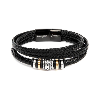 Men’s Engraved Bracelet – To My Soulmate Gift, Vegan Leather & Stainless Steel, Magnetic Clasp, Romantic Anniversary or Birthday Gift for Him