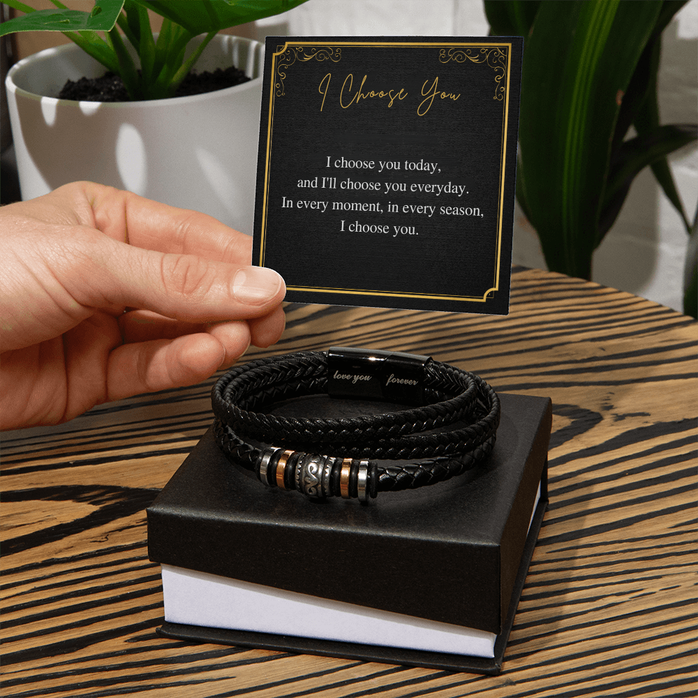 Men's Leather Bracelet – “I Choose You” Meaningful Romantic Gift for Him