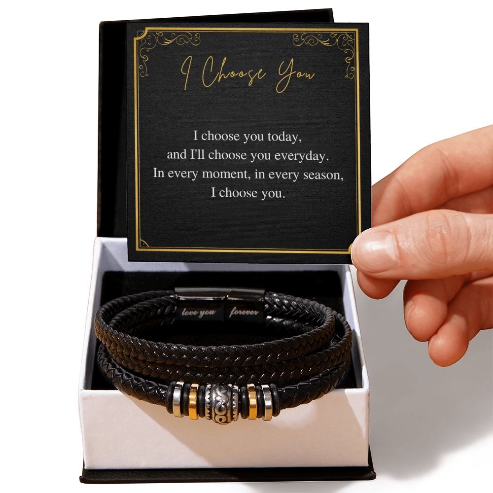 Men's Leather Bracelet – “I Choose You” Meaningful Romantic Gift for Him