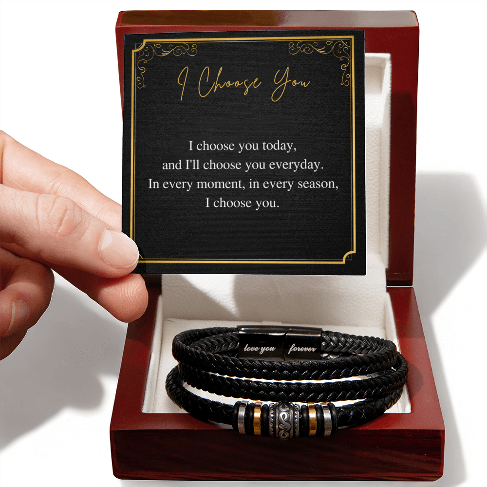 Men's Leather Bracelet – “I Choose You” Meaningful Romantic Gift for Him