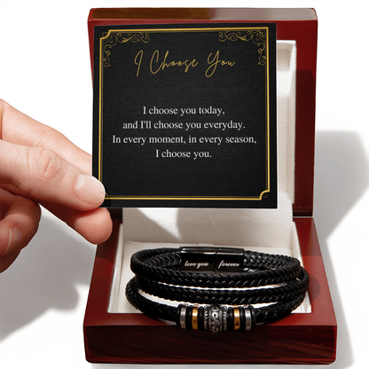 Men's Leather Bracelet – “I Choose You” Meaningful Romantic Gift for Him