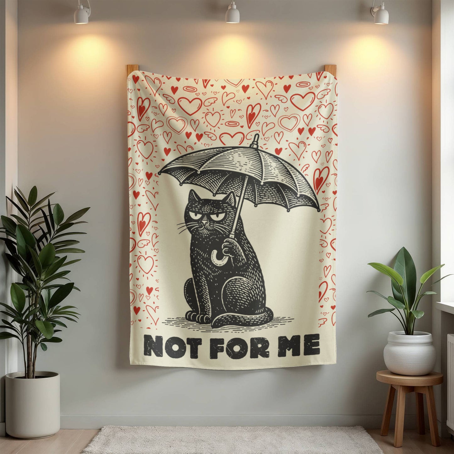 “Not For Me” Anti-Valentine Cat Mink Fleece Blanket