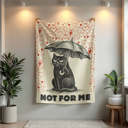 “Not For Me” Anti-Valentine Cat Mink Fleece Blanket